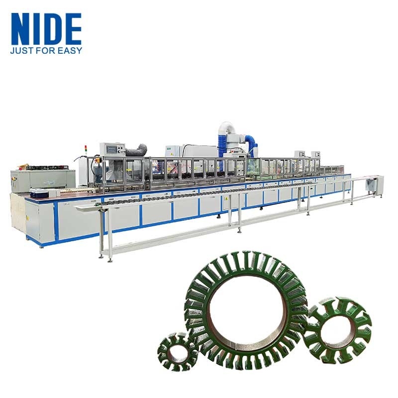 Linea automatica di rivestimento in polvere elettrostatica per l'isolamento del nucleo dello statore del motore senza spazzole